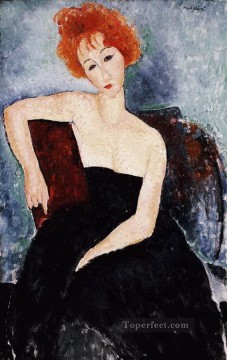  vestido pintura - Chica pelirroja en traje de noche 1918 Amedeo Modigliani